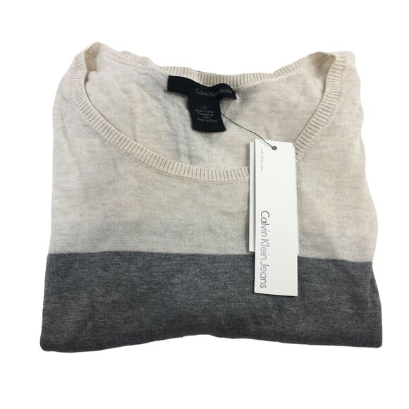CALVIN KLEIN SOFT LIGHT GREY HEATHER SWEATER WOMENS SIZE LARGE NWT - Picture 3 of 4